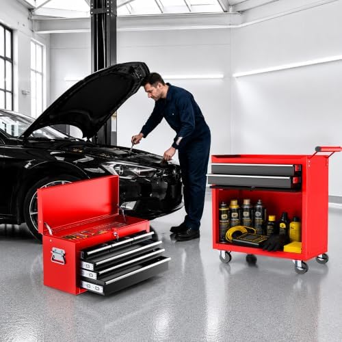ldhthopi 8-drawer rolling tool chest, 3-in-1 modular tool shown in use
