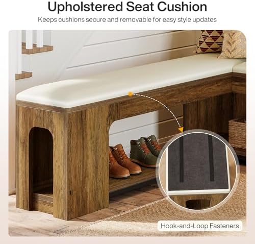 tribesigns l shaped corner bench with removable seat showing dimensions