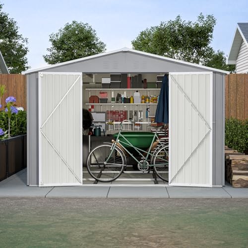 yopto 10x12 ft outdoor storage shed with floor showing dimensions