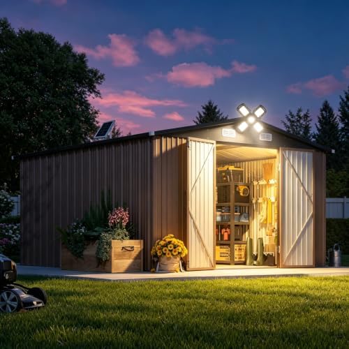 aoxun 12 x 10ft outdoor storage shed with, close-up detail