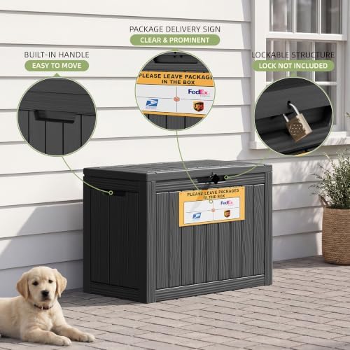 package delivery box for outside with sign 50 showing dimensions