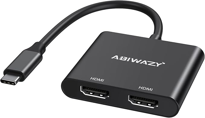 USB C to Dual HDMI Adapter 4K@60Hz, HDMI Splitter by ABIWAZY