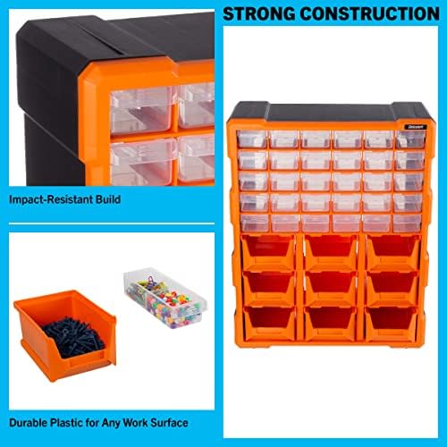 stalwart plastic storage drawers - 39-drawer screw organizer, side view