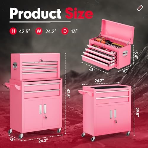 superday metal tool chest, 8 drawer rolling tool, close-up detail