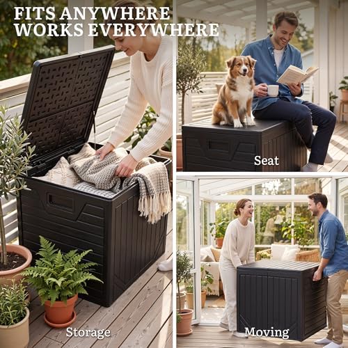 yitahome 150 gallon large outdoor storage box w/double, front angle view