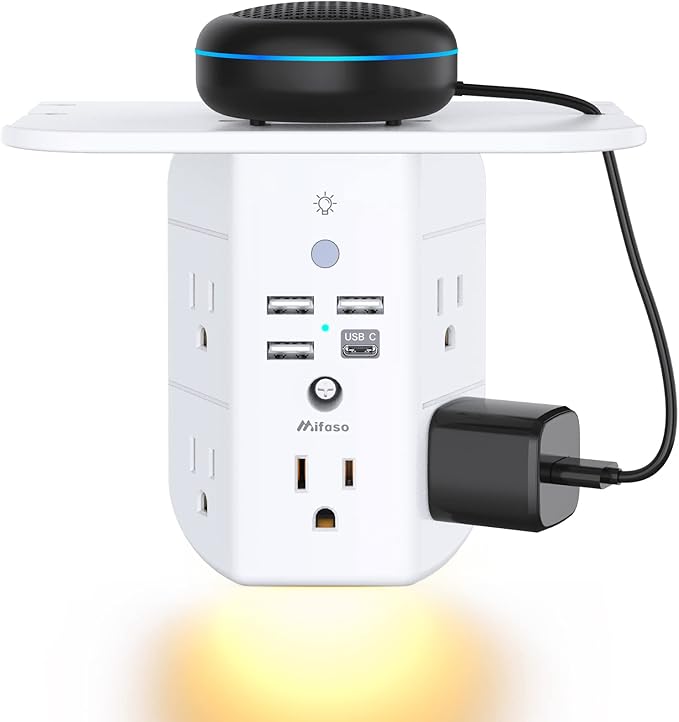 Mifaso 3-Sided Multi Plug Power Strip, Wall Extender by Mifaso