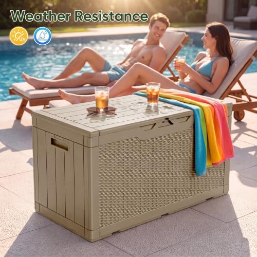 flamaker outdoor storage box 100 gallon waterproof resin, package contents