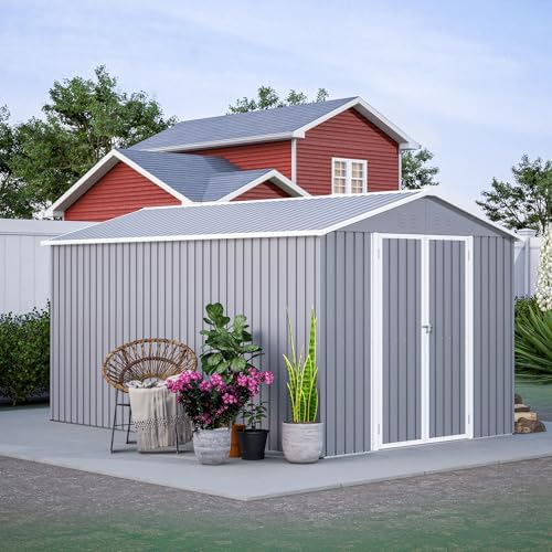 yopto 8x12 ft outdoor storage shed w/floor frame,metal shown in use