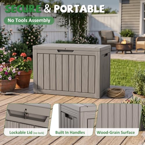 drato 55 gallon outdoor storage box waterproof, lockable, side view
