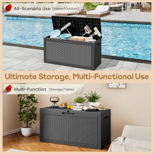 kamaboko 75 gallon outdoor storage box waterproof deck showing dimensions