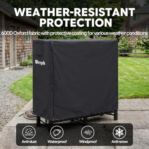 werph 4ft firewood rack outdoor, heavy duty firewood, side view