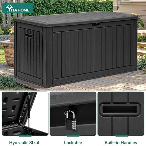 yitahome 320 gallon extra large deck box, side view