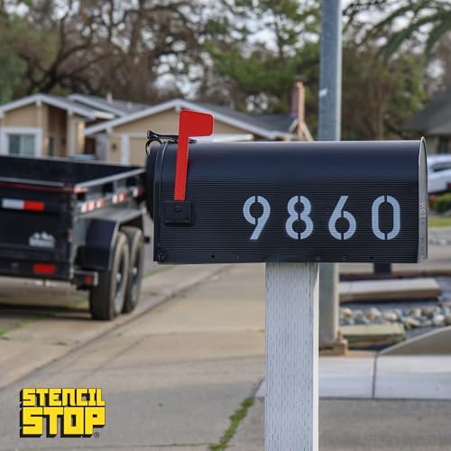 4 Inch Number Stencils Set - Complete Set with All Numbers, Durable & Reusable Classic Stencil Font for Concrete, Metal, DIY, and Industrial Use - Includes 2 of Each Character (20-Piece)