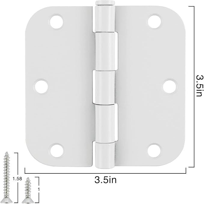 6 Pack 3.5 Inch Door Hinges White Matte Rounded 3 1/2 Inch Noise Free Iron - Image 4