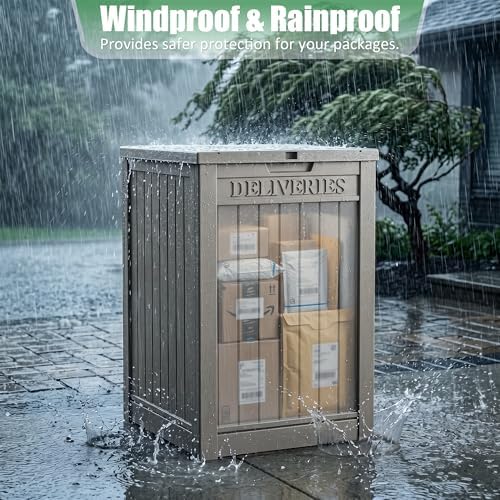 easyup package delivery boxes for outside, 90 gallon, side view