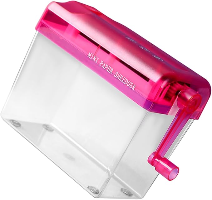 Manual Desktop Paper Shredder Red Small Handheld Shredder by Homoyoyo