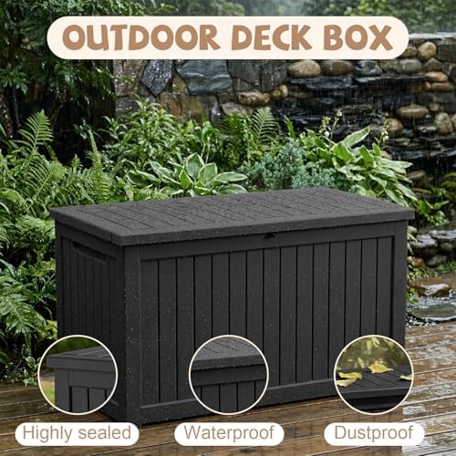 280 gallon outdoor storage deck box waterproof resin, close-up detail