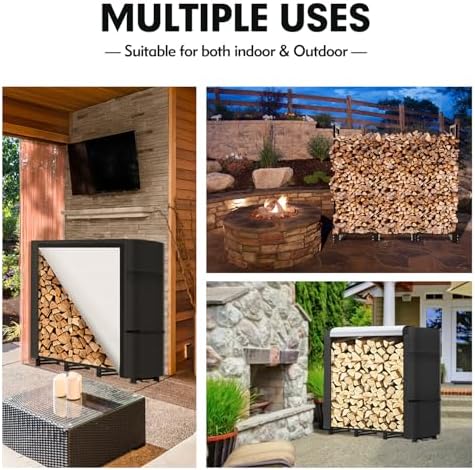 nalone 4ft outdoor firewood rack with cover, heavy showing dimensions