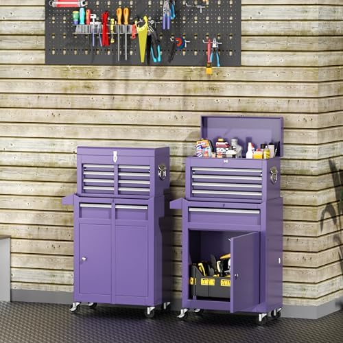 5-drawer rolling tool chest - heavy-duty steel tool shown in use