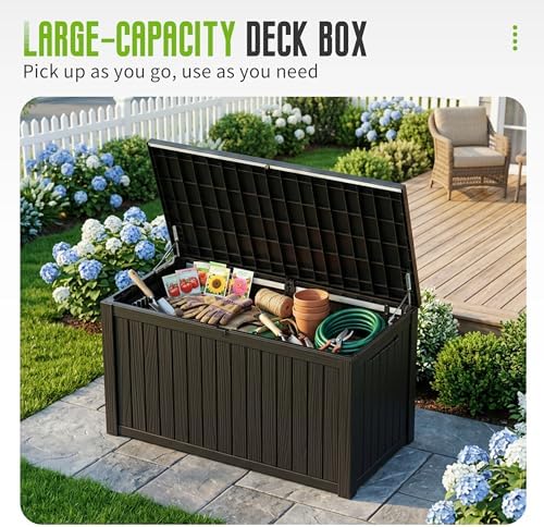 drato 200 gallon outdoor storage box waterproof, resin showing dimensions