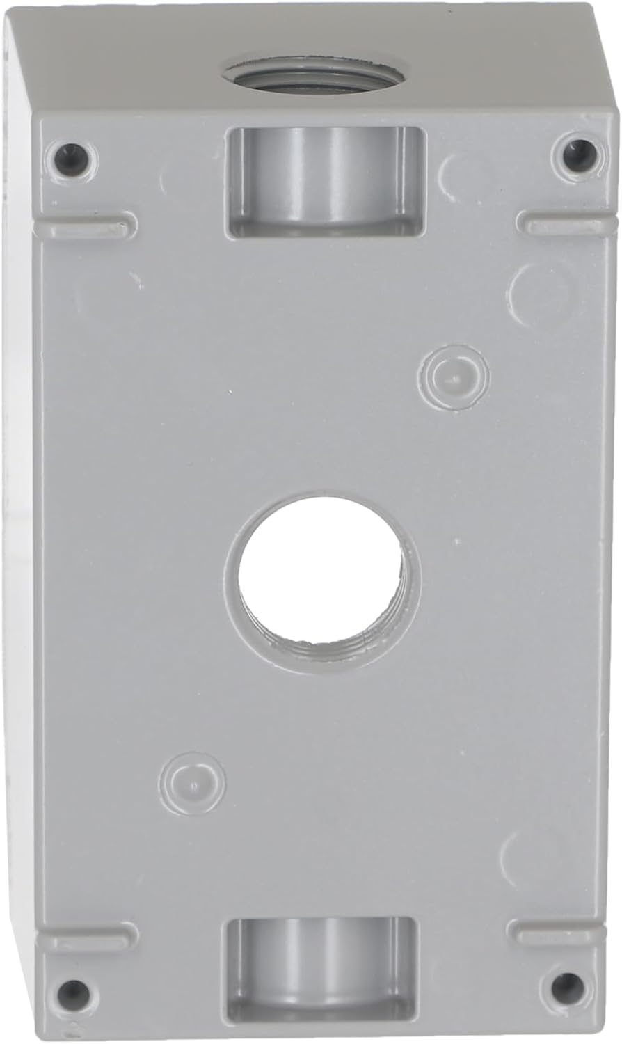 BELL 1-Gang Weatherproof Box, Three 1/2 in. Threaded Outlets, Gray | Die-Cast Aluminum, NEMA 3R, UL Listed, CSA Certified, Single Gang Weatherproof Box, Includes Ground Screw, Threaded Outlets