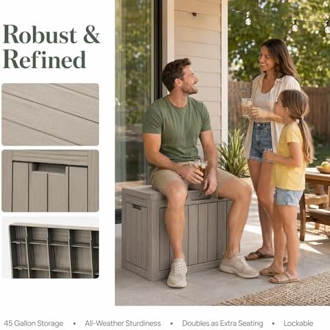 outdoor storage box resin deck box waterproof gray, package contents