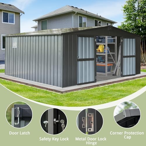 domi outdoor storage shed 11'x12.5', metal sheds storage, side view
