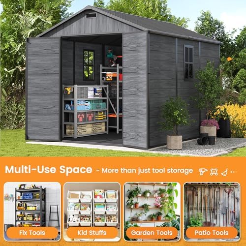 udpatio outdoor resin storage shed 8 x 10, package contents