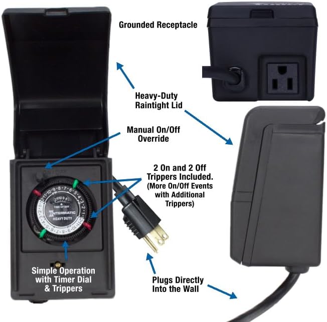 Intermatic HB11K Heavy-Duty Outdoor Plug-in Timer – 2 ON/2 Off Settings - Image 5
