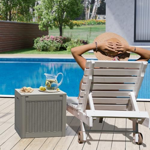 kamaboko 35 gallon outdoor storage box waterproof deck, front angle view