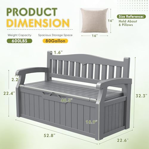 greesum 80 gallon storage bench outdoor deck box, close-up detail