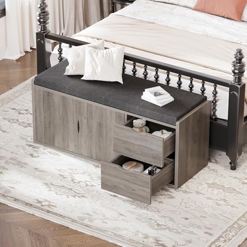 lvb 2-tier storage bench with padded cushion, entryway on a desk or shelf