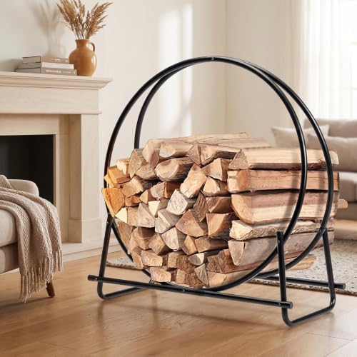 goplus firewood rack, 32.5 inch outdoor firewood log, front angle view