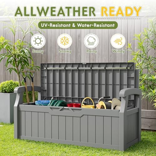 greesum 80 gallon storage bench outdoor deck box, package contents
