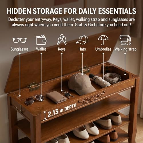 shoe rack bench with lift-top storage,3-tier shoe storage on a desk or shelf