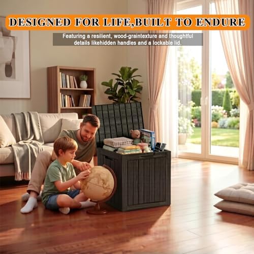 outdoor storage box resin deck box waterproof black, package contents