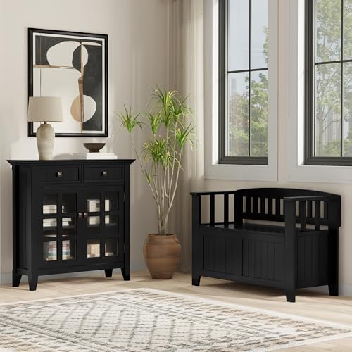simplihome acadian storage bench and cabinet set in shown in use