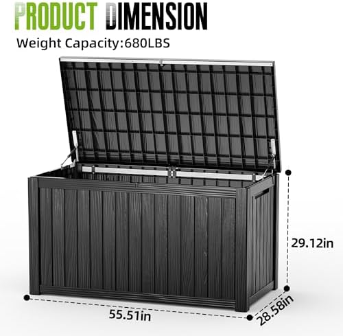 drato 200 gallon outdoor storage box waterproof, resin, side view