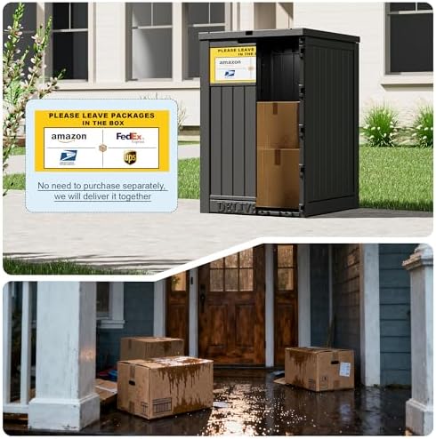 package delivery box for outside, outdoor storage box showing dimensions