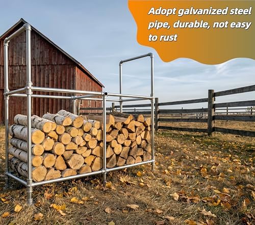 6ft heavy duty firewood rack outdoor with cover,2-tier,6, view 9