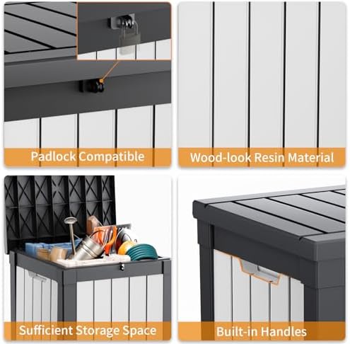patiozen 50 gallon resin deck box, lockable patio, close-up detail