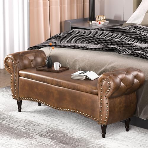 zzw storage ottoman bench, 51" length upholstered end shown in use