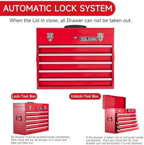 metal tool box with 5 drawers portable steel showing dimensions