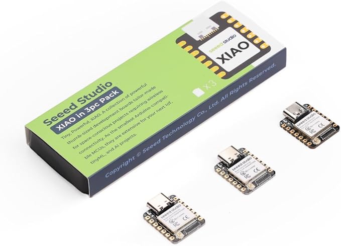 XIAO ESP32S3 3PCS Pack- 2.4GHz WiFi, BLE 5.0, 8MB PSRAM, 8MB Flash, Battery by seeedstudio
