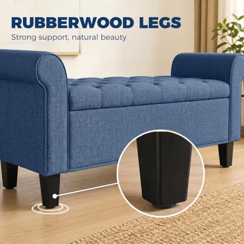 homcom 47" storage ottoman end of bed bench, front angle view