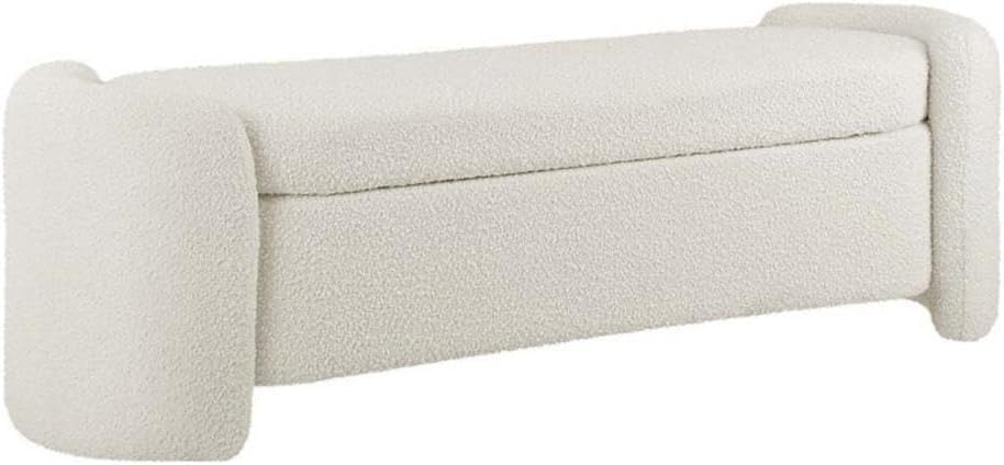 modway nebula boucle upholstered storage bench in ivory, main product view