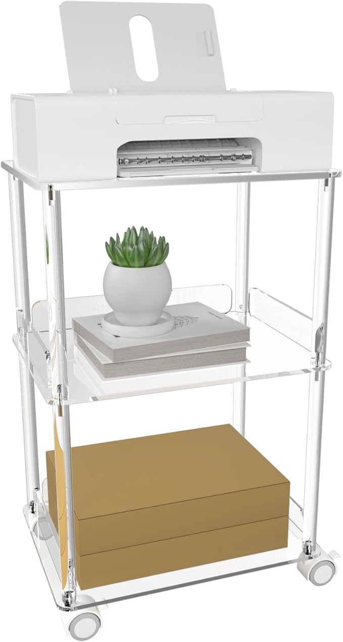 HMYHUM Acrylic Printer Stand, 3 Tier Clear Printer Cart by HMYHUM