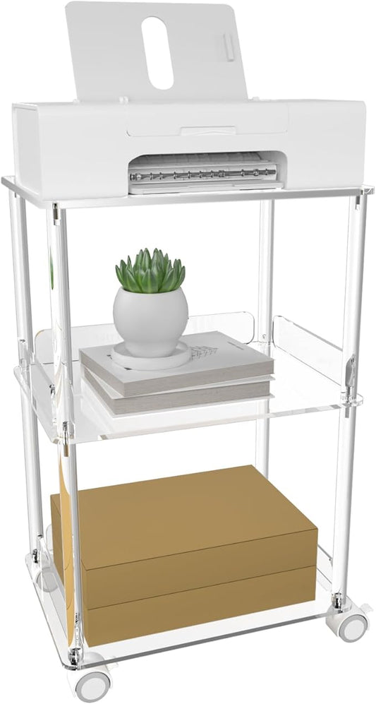 HMYHUM Acrylic Printer Stand, 3 Tier Clear Printer Cart by HMYHUM