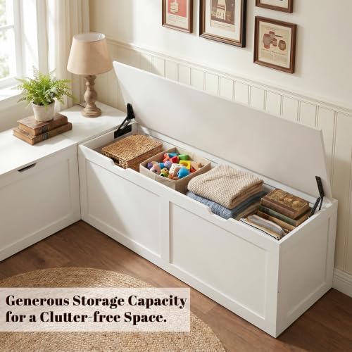 63” breakfast nook bench, l shaped storage bench, side view
