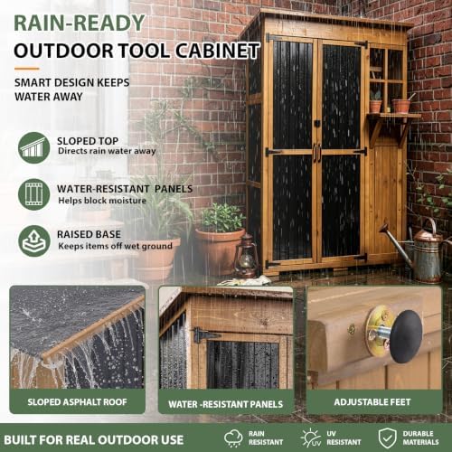gowoodhut large outdoor storage cabinet weatherproof garden tool shown in use